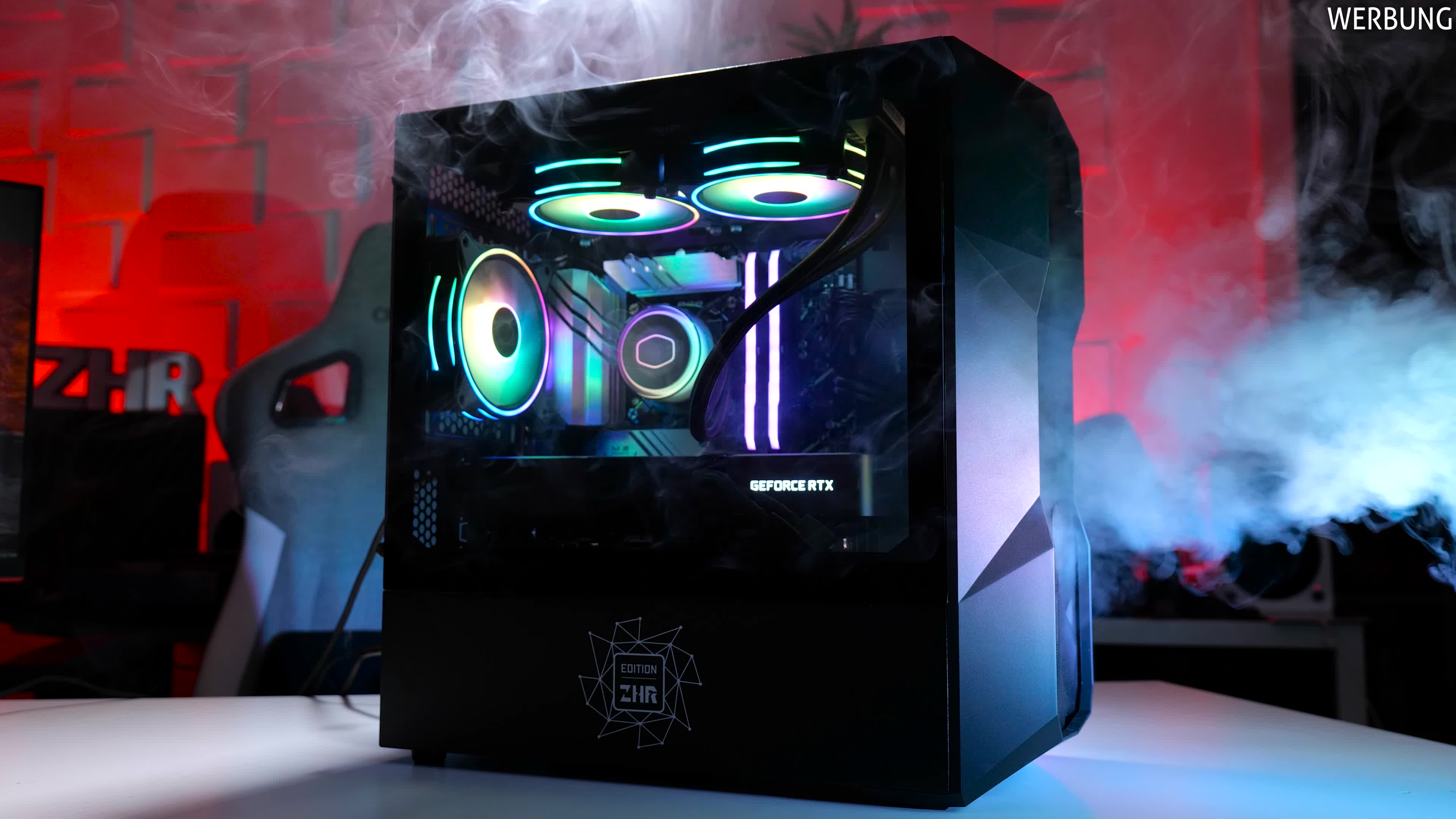 Test, Gehäuse, Zenchillis Hardware Reviews, Zenchilli, Gaming Hardware, Cooler Master, Kabelmanagement, Airflow, PC Gehäuse, Limitierte Edition, RGB Beleuchtung, CPU Kühlung, Kompaktes Gehäuse, TD300 Mesh, ARGB, MF120 Halo, Polygon Mesh, Temperaturtest